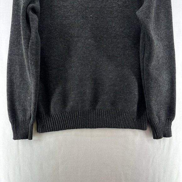 Izod Sweater Men Sz L Full Zip Fleece Plaid Lined Mock Neck Long Sleeve Charcoal - Picture 7 of 12